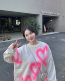 HAND-MADE heart painting knit