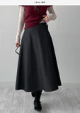 Stitched Denim Flare Long Skirt