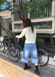 DOUBLE HEM BERMUDA DENIM