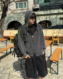 Here washing hood knit zip-up