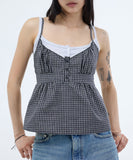 Sheen Button Rib Tank Top