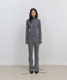 Button Slit Bootcut Pants