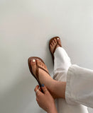 Stitched Leather Flip-flops Slippers