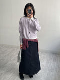 522 A-line denim long skirt