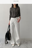 [Shawl SET] Striped Round Knit Cardigan