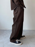 Pleat Pure Brown Denim