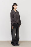 (W) Button Zip Hoodie