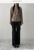 Slit Mock Neck Belted Blouse