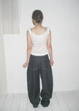 TUCK WIDE DENIM PT