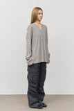Neck Stud Striped Longsleeve
