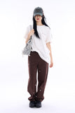 Snow embroidery wide cotton pants