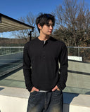 Waffle Henley Neck Long Sleeve
