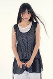 Dot see-through layered one piece
