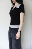 Heli color matching collar short sleeve tee