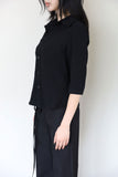 Black Three Quarter Back Buckle Shirt Top