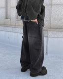 Border pocket balloon jeans