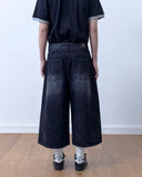Damage Crop Bermuda Denim