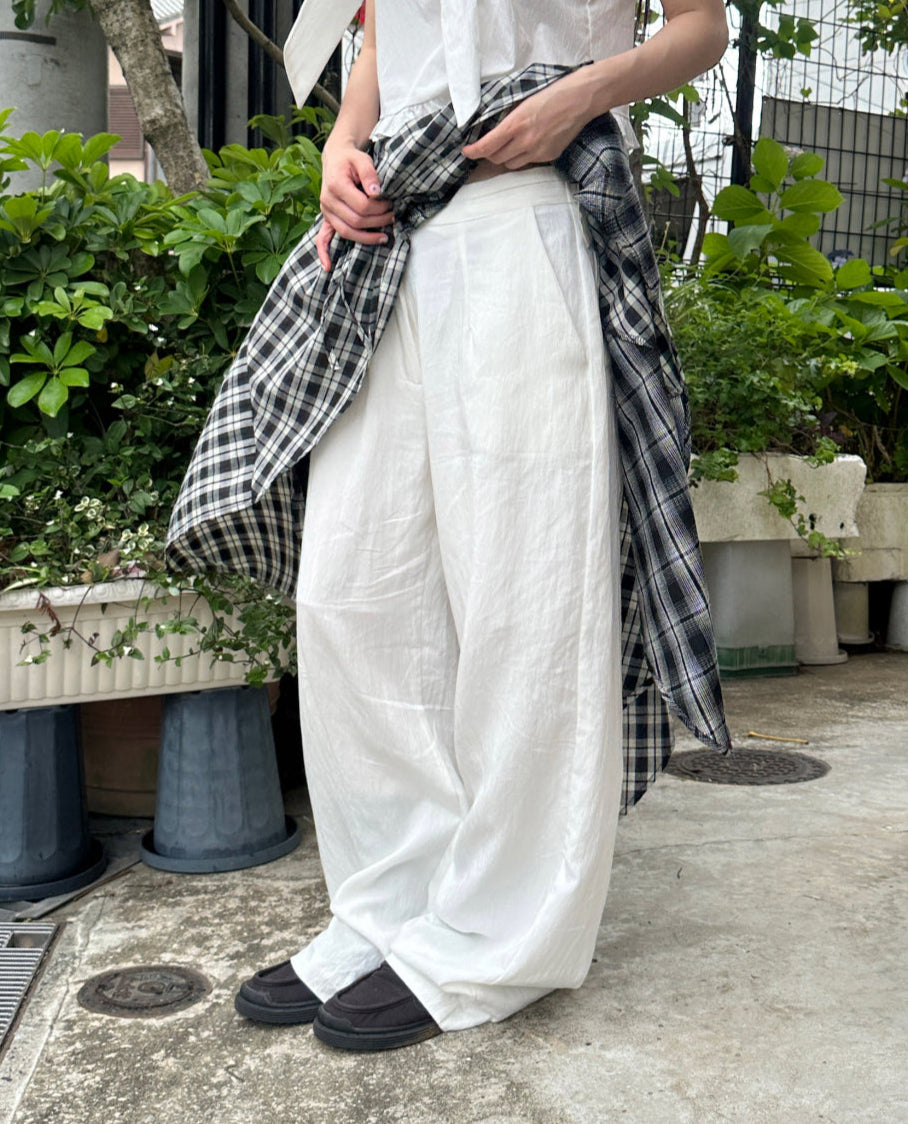 【WOOHWA】EASY STRAIGHT PANTS Winter Wool Wide Leg Pants Women Streetwear High Waist Suit