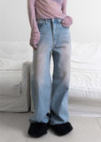 PINK WASHING WIDE DENIM PT