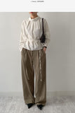 High-Neck Belted Balloon Fit Blouse