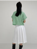 Nylon Pleated Midi Skirt