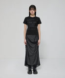 Draped Mesh Layered Long Skirt