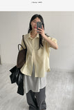 Creme Two-Pocket Cotton Over Fit Shirt