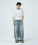 RAW CUT KNIT HALF SHIRT