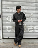 Leather trucker jacket