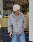 Double Button Hood Zip Up