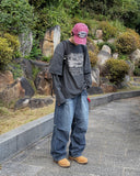 Grayish pin tuck denim pants