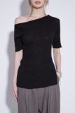 unbalance neck knit top