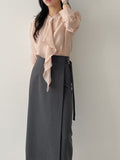 Two-buckle wrap H-line long skirt