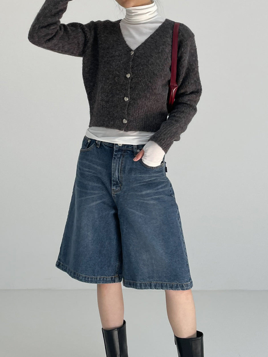 【INCHANT ME】525 Cat Washing Bermuda Wide Denim INCHANT ME(インチャントミー) - 525キャットウォッシュ