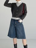 525 Cat Washing Bermuda Wide Denim