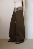 Two-tone button maxi cotton pants