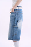 Wavy carpenter bermuda denim pants