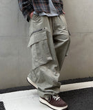 Diagonal Zipper Nylon Cargo Pants