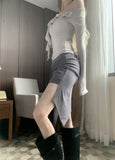 Nave Shirring Unbal Long Skirt