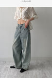 [unisex] 515 cat-washed wide denim pants