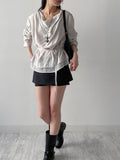 Drape Color Matching Loose Fit Blouse