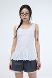 PRTN) Sheer Lace Banding Shorts