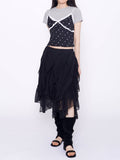 Sly diagonal frill midi skirt