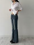 304 Cat Washing Semi-Bootcut Denim Pants