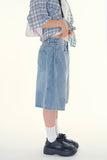 Side fold bermuda denim pants