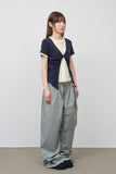 (W) Tie Linen Layered Top