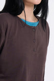 Henley neck layered long sleeves