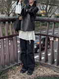 [Unisex] Crop Leather Single Over Fit Jacket