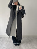 [wool80%/unisex] Sherbet Unbalance Hidden Overfit Long Coat