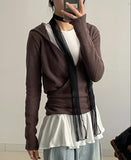 Fleece Hood Neck Wrap Cardigan
